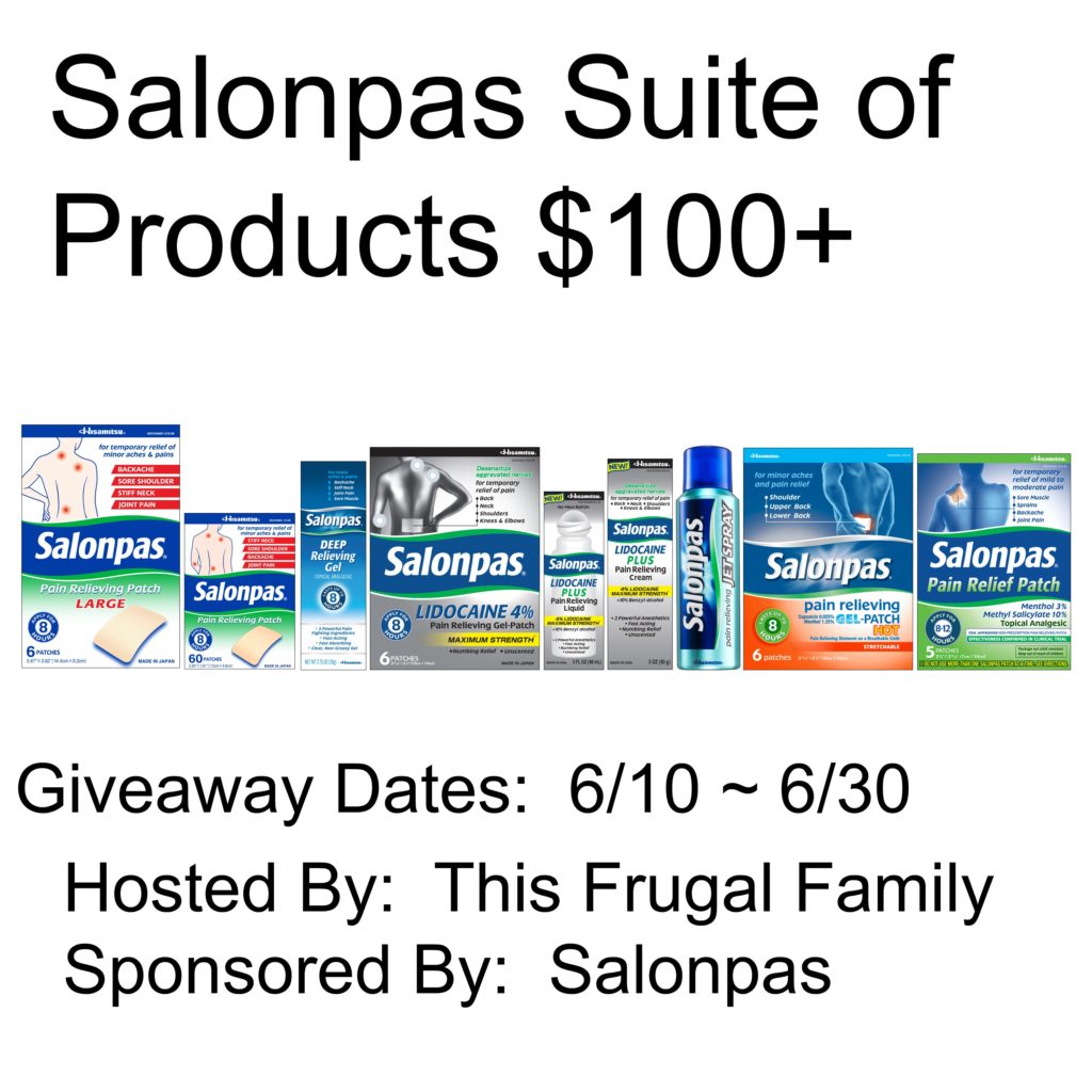 Suite of Salonpas Giveaway END 6/20 Details. Salonpas pain relief patch is the first and only FDA approved over-the-counter topical pain patch for the temporary relief of mild to moderate muscles and joints aches and pains associated with arthritis, sprains, strains, bruises and simple backache how to remove salonpas patch, expired salonpas, salonpas menthol, salonpas patch large, salonpas burning, salonpas dosage, where to buy salonpas patches, salonpas customer service, body aches, pain relief, salonpas patch lidocaine, salonpas large patch, pain relief patches for arthritis hisamitsu salonpas pain relieving patches, salonpas patches reviews, salonpas patch side effects, salonpas toxicity, salonpas cream